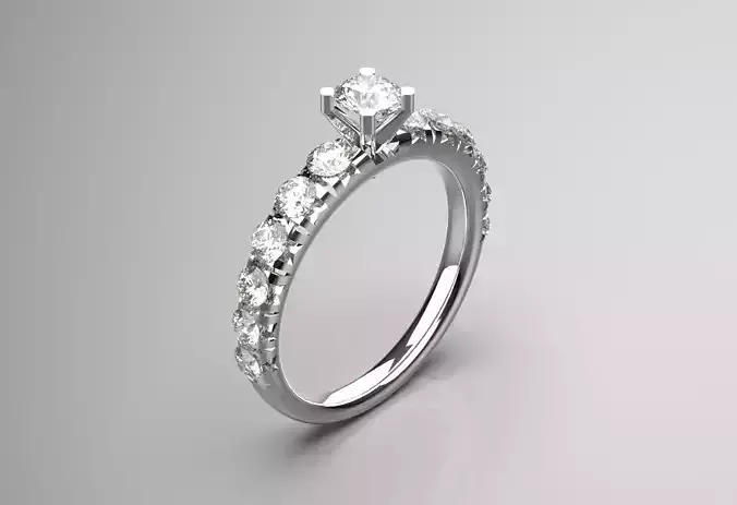 Sparkle Wave Solitaire stl 3d Ring model sr0042