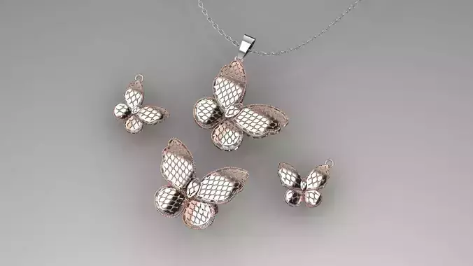 Butterfly gold service - ring earing neckless