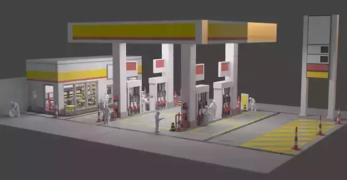 1-64 GAS STATION  DIORAMA