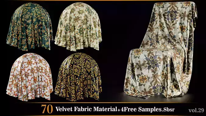 70 Velvet Fabric Material -SBSR-Vol29