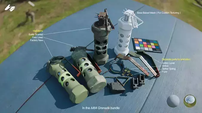 M84 Flashbang Grenade AAA Game Ready 3D Asset Low-poly 3D model