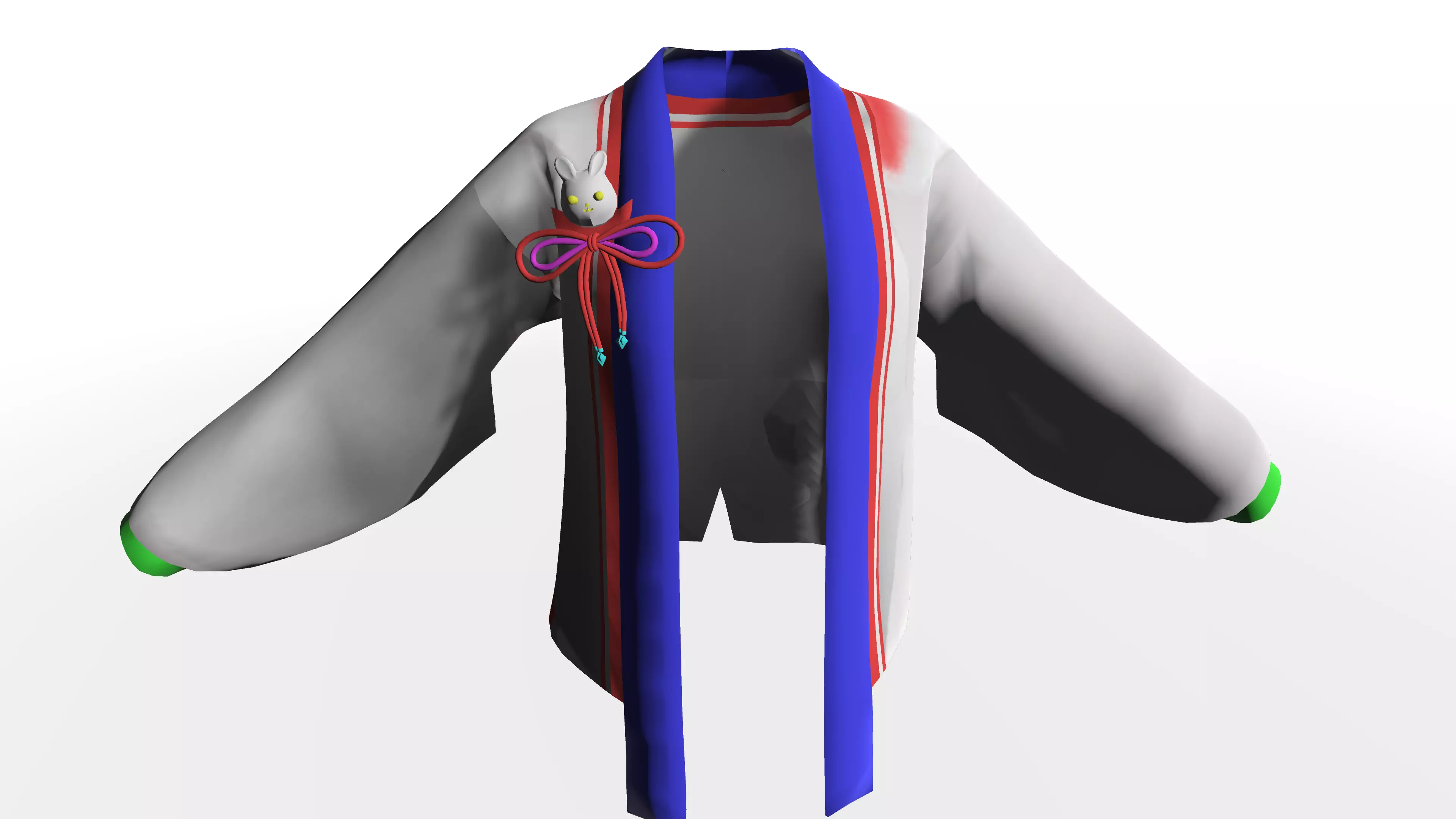 Cute Anime Japanese Coat with Ribbon and Bunny Charm Rig dress 3D model