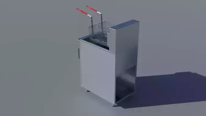 Commercial Gas Deep Fryer with Internal Parts 3D model 3
