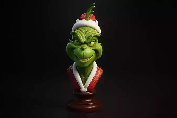 Grinch Bust Holiday Christmas Decor Mischievous Grinch Statue