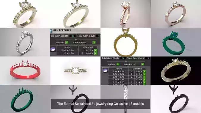 The Eternal Solitaire stl 3d jewelry ring Collection