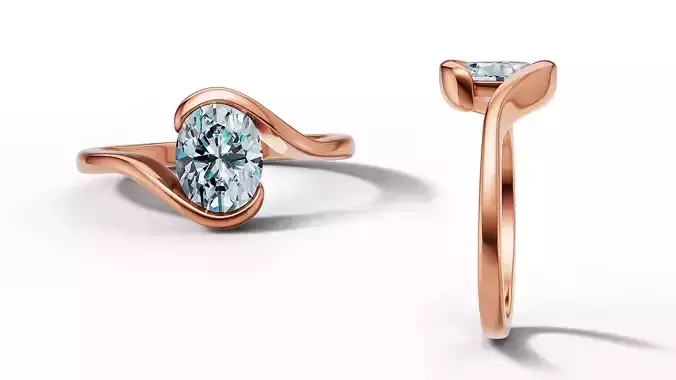 8x6 Oval Solitaire Ring Bypass Ring 1ct Oval Diamond