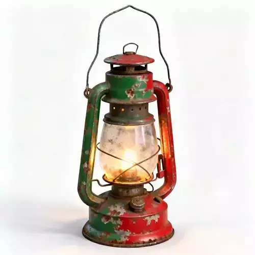 Vintage Christmas Camping Lantern 3D Model Weathered Prop