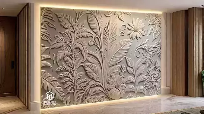  modern panel wall decor set relief stl mural CNC 273