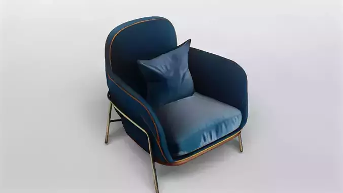 Modern Blue Velvet Armchair