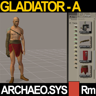 Roman Gladiator Murmillo Props Poser Daz 3D model_14