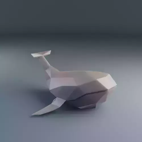 Small Low Poly Decorative Whale - Modern Geometric Style