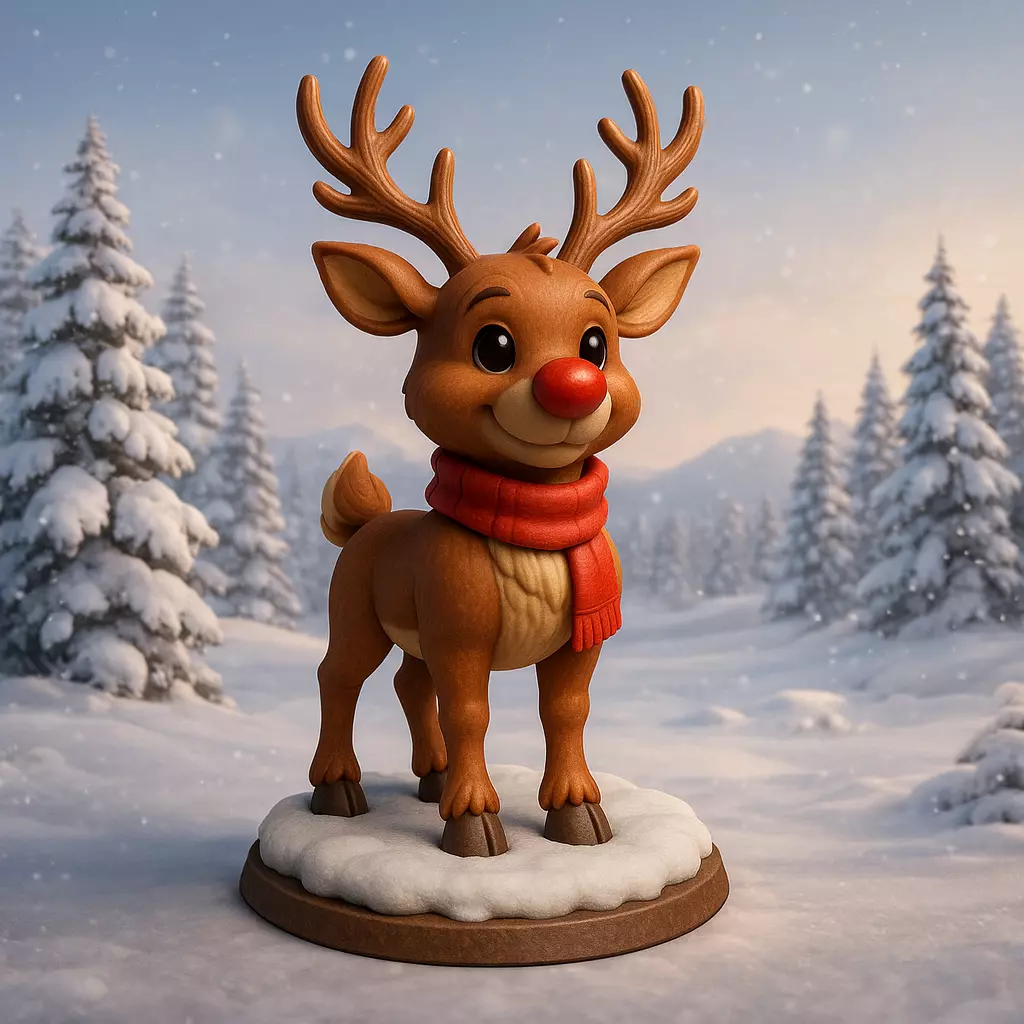 Cute Christmas Reindeer Figurine 3D Print STL Holiday Toy 3D print model