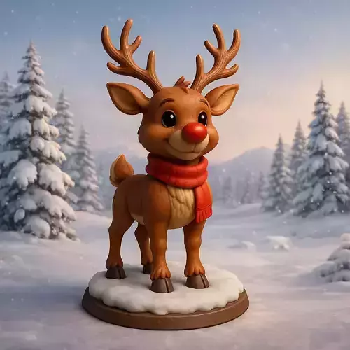 Cute Christmas Reindeer 3D Model   Holiday Art Toy