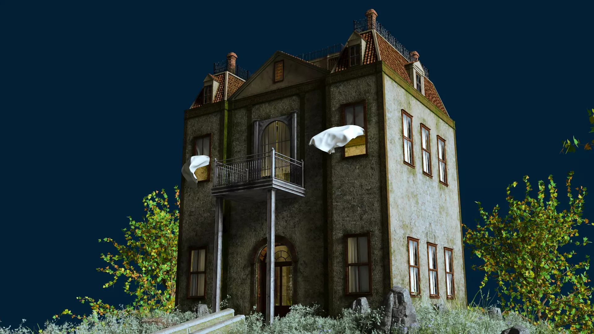 Old Haunted House Low-poly 3D model