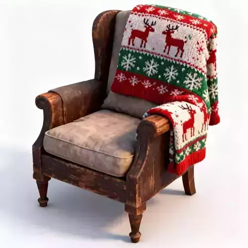 Vintage Holiday Armchair 3D Model - Cozy Christmas Seat