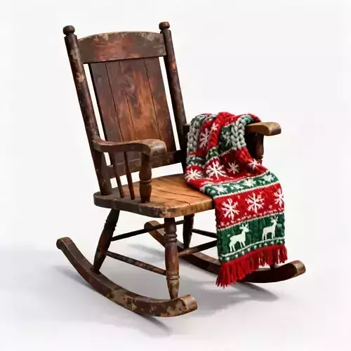 Rustic Christmas Rocking Chair 3D Model - Holiday Furniture