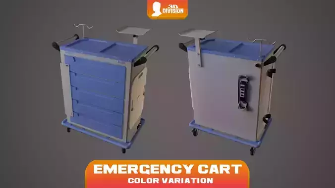 Hospital Emergency Cart - Trolley - PBR Game Ready  - LOW POLY