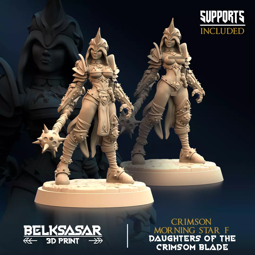 Armored Warrior Crimson Morning Star E Nude and Normal 3D print model