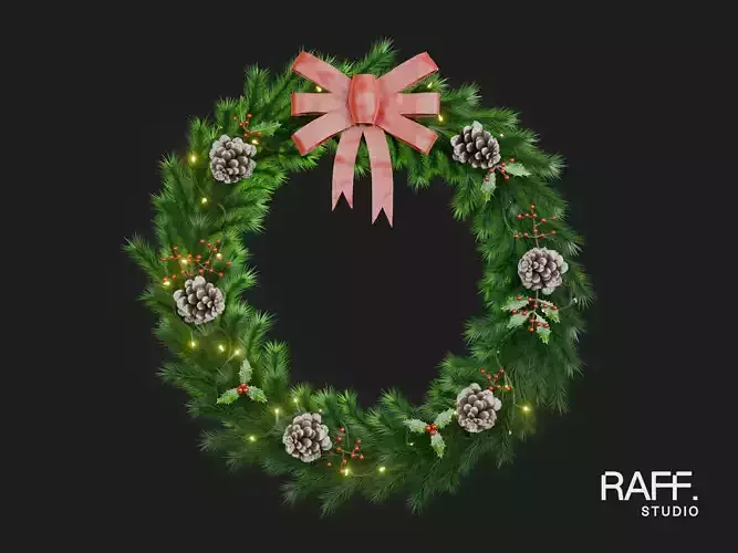 Christmas Garland 3D Green - Realistic PBR Model 4K Atlas 73cm