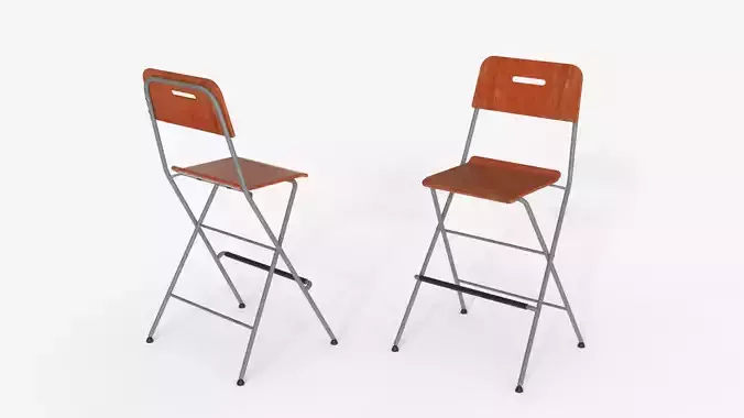 Wood  Steel Folding Bar Chair