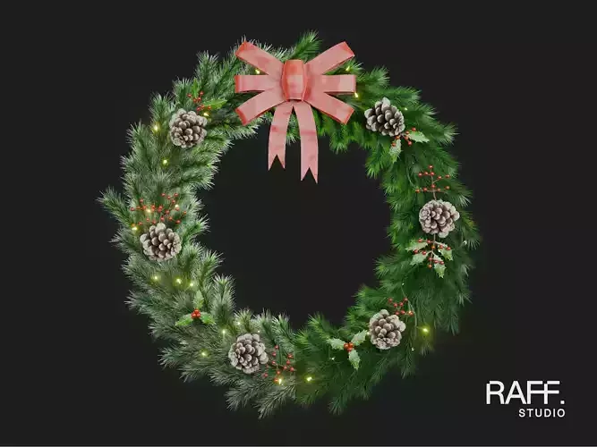 Christmas Garland 3D Pack - Green Snow - PBR 4K Atlas 73cm