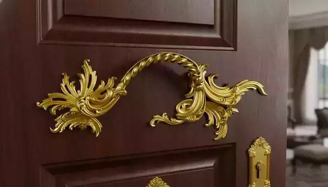 Ornate Baroque Door Handle  Drawer Pull 3D Print Ready STL