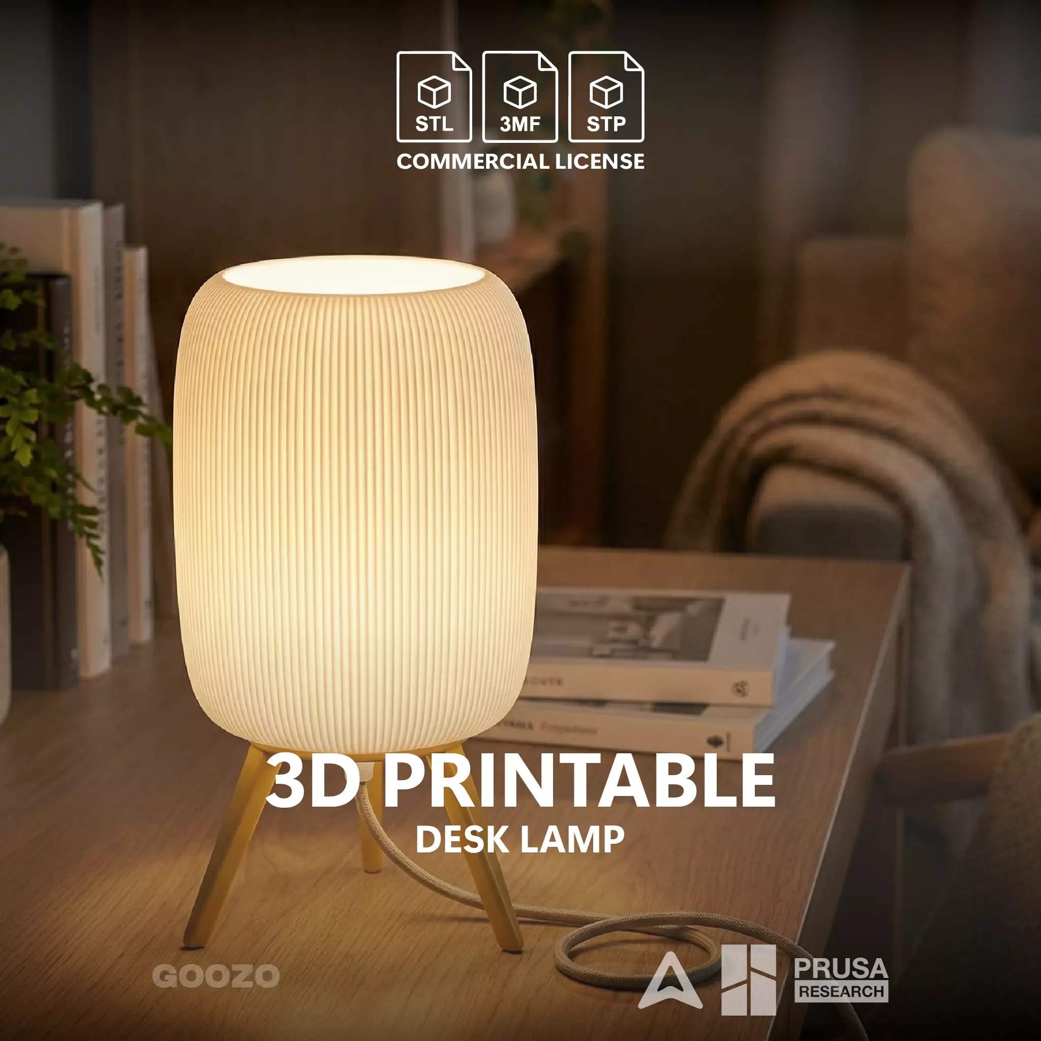 LUMO Modular Table Lamp STL 3 Part Assembly Commercial License 3D print model