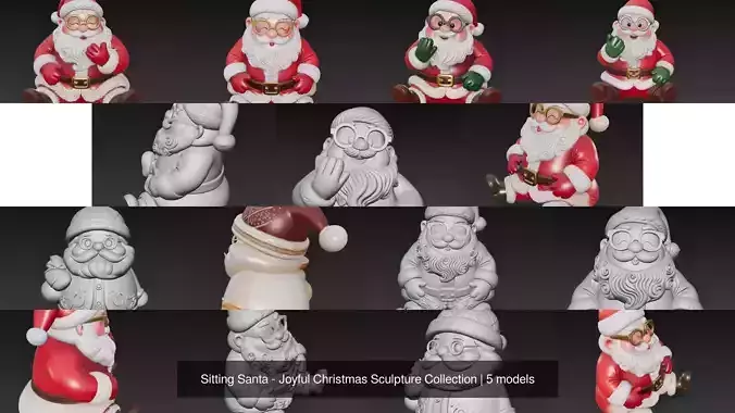 Sitting Santa - Joyful Christmas Sculpture Collection