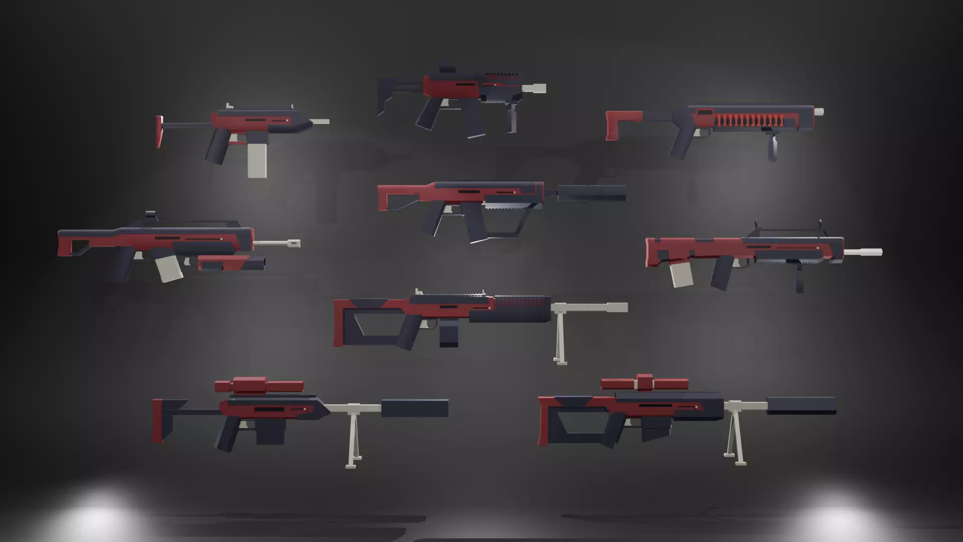 Low Poly SciFi Weapon Pack 9 Weapons 15K Tris HandPainted Free low-poly 3D model
