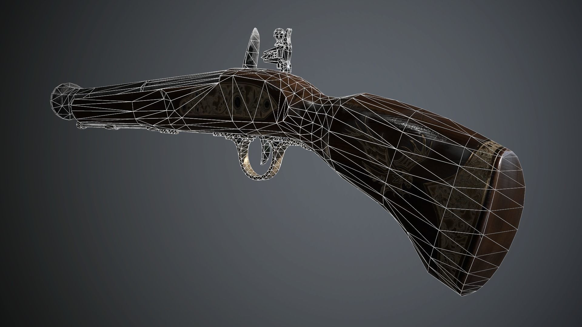 Spanish Flintlock Musketoon - model and textures Low-poly 3D model_6