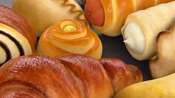 Baked Goods and Pastries Collection 01 3D Model Pack 4