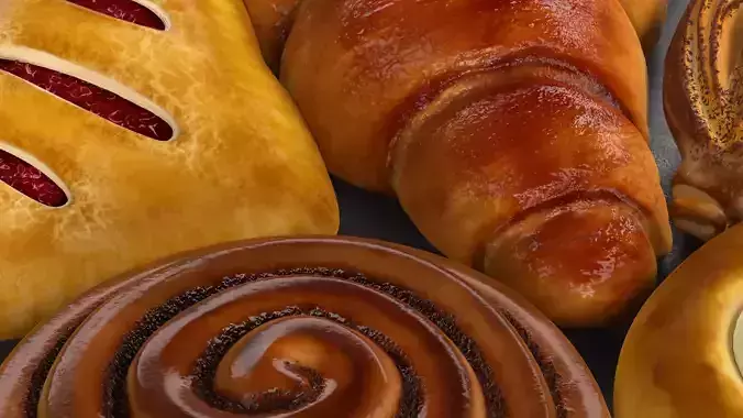 Baked Goods and Pastries Collection 01 3D Model Pack 3
