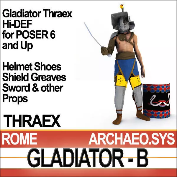 Roman Gladiator Thraex Props Poser Daz 3D model_0