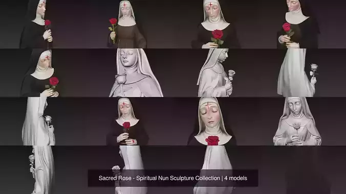 Sacred Rose - Spiritual Nun Sculpture Collection