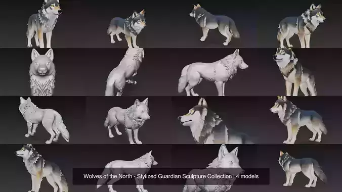 Wolves of the North - Stylized Guardian Sculpture Collection