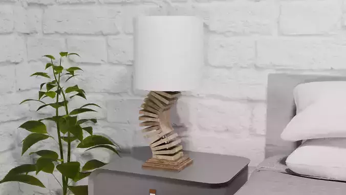 Expanded Wood Abstract Table Lamp