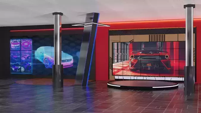 Realistic Car Showroom Texturing and Professional Lighting