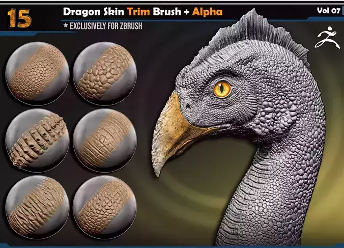 Dragon Skin Trim Brush  Alpha Vol 07