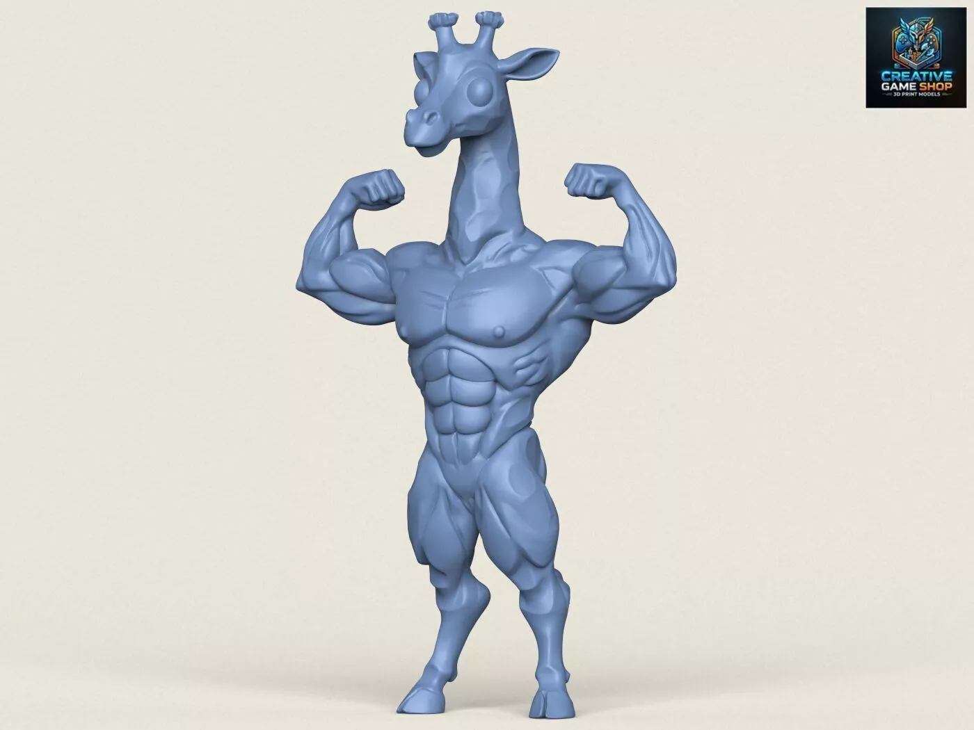 Muscular Bodybuilder Giraffe Character 3D print model