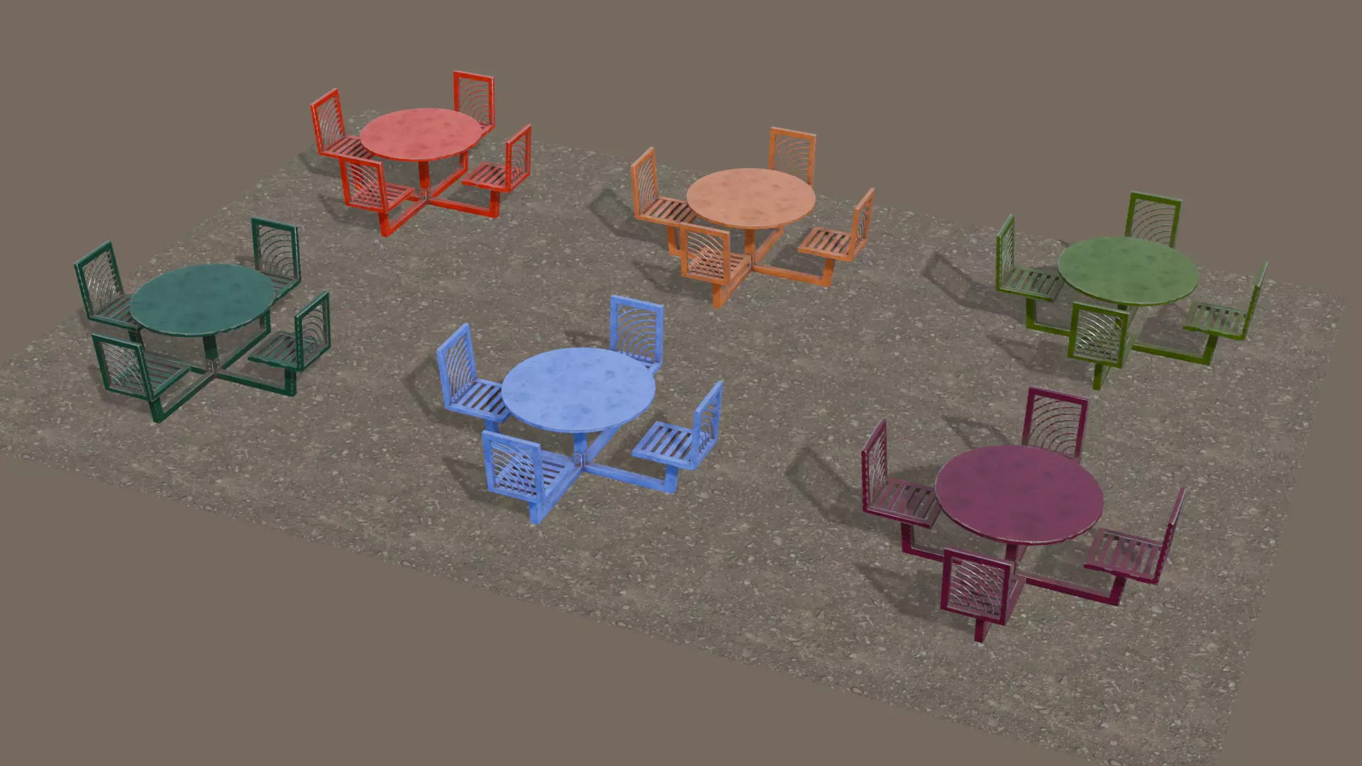 Picnic Table 07 Low-poly 3D model