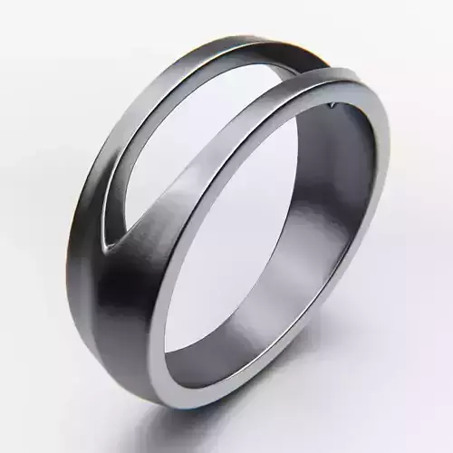 Split Loop Geometric Metal Ring - 3D Print Ready Design