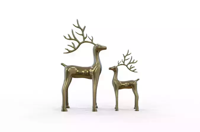 Stylized Reindeer Sculptures - Christmas Decor