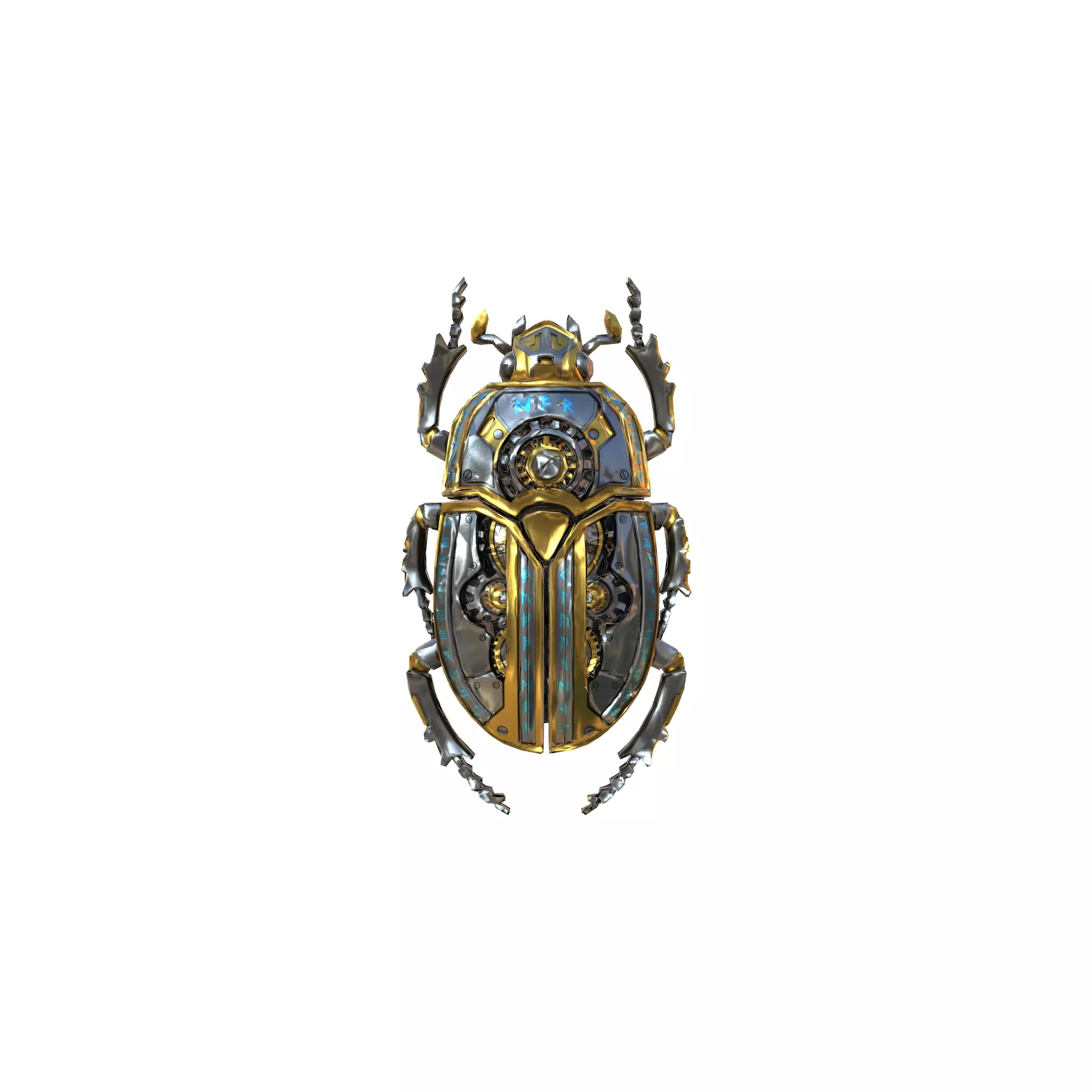 Runic Mechanical Scarab Low-poly 3D model