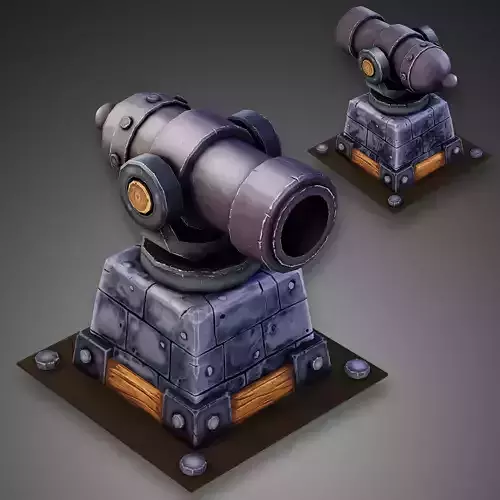 Cannon Turret Mounted Stylized