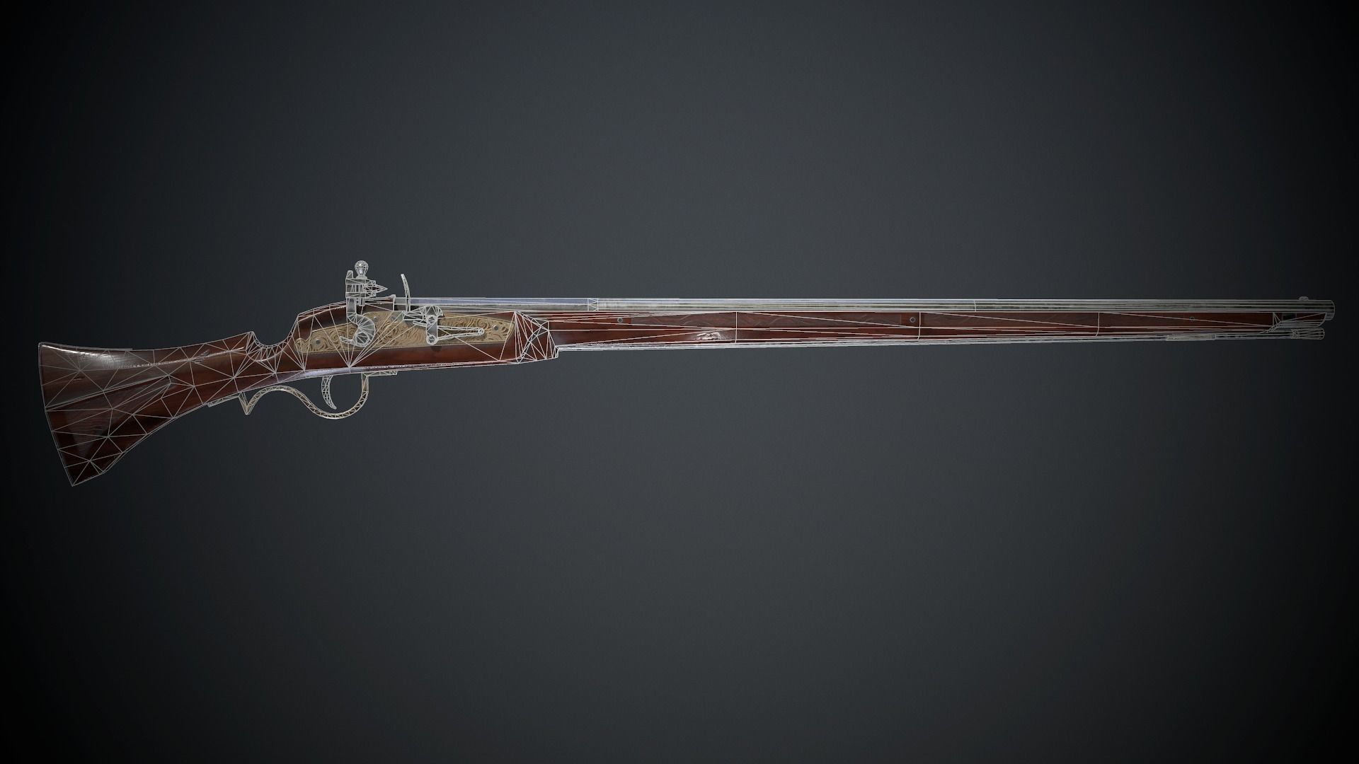 Long Flintlock Musket - model and textures Low-poly 3D model_6