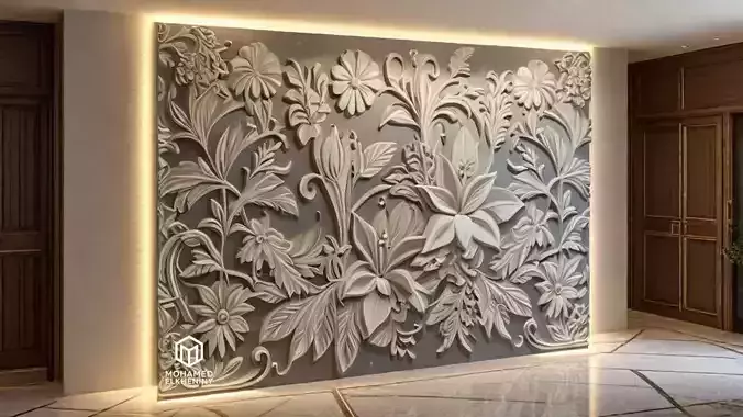 modern panel wall decor set relief stl mural CNC 274