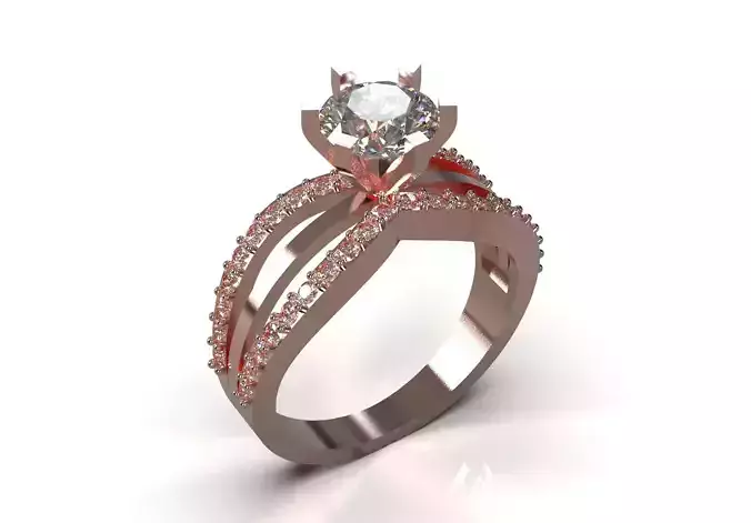 Wedding solitaire stl 3d jewelry ring model sr0125