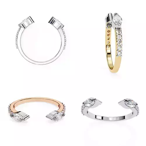 Premium Open-Front Dual  Stone Ring STL File for 3D Printing  