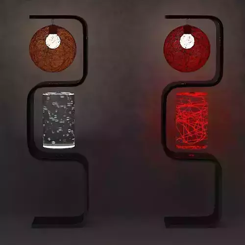 torchiere 3 lamp with orange ball in middle 3D model