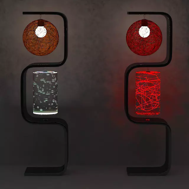 torchiere 3 lamp with orange ball in middle 3D model_0